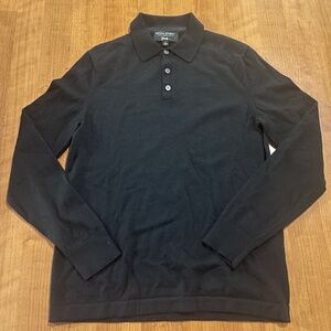 Banana Republic Men’s Italian Merino Yarn By Baruffa M Black Long sleeve Polo
